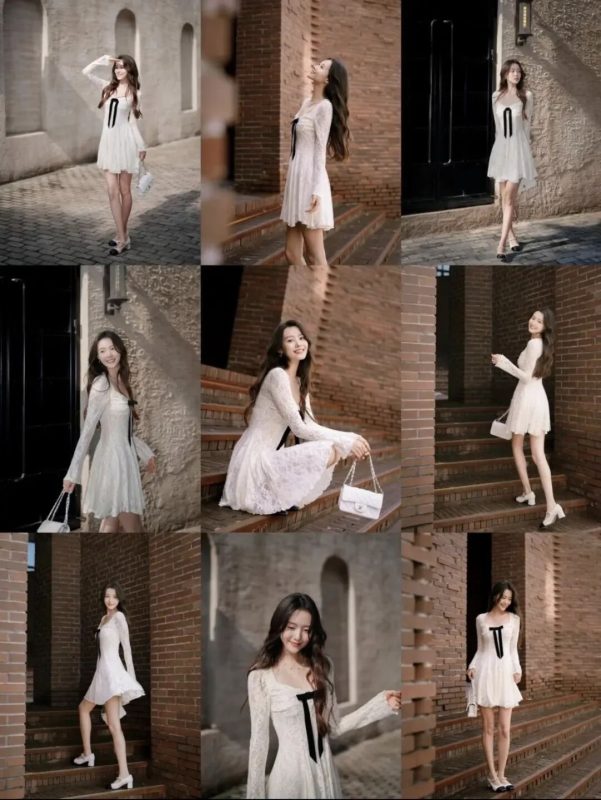 9个法式蕾丝裙复古拍照姿势，漂亮精致又有气质！-霞书