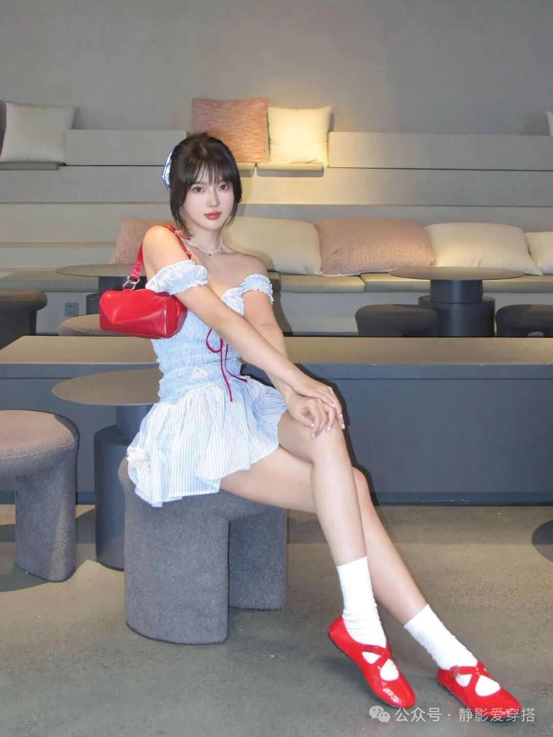 一字肩花苞裙，甜美又温柔！！！-霞书