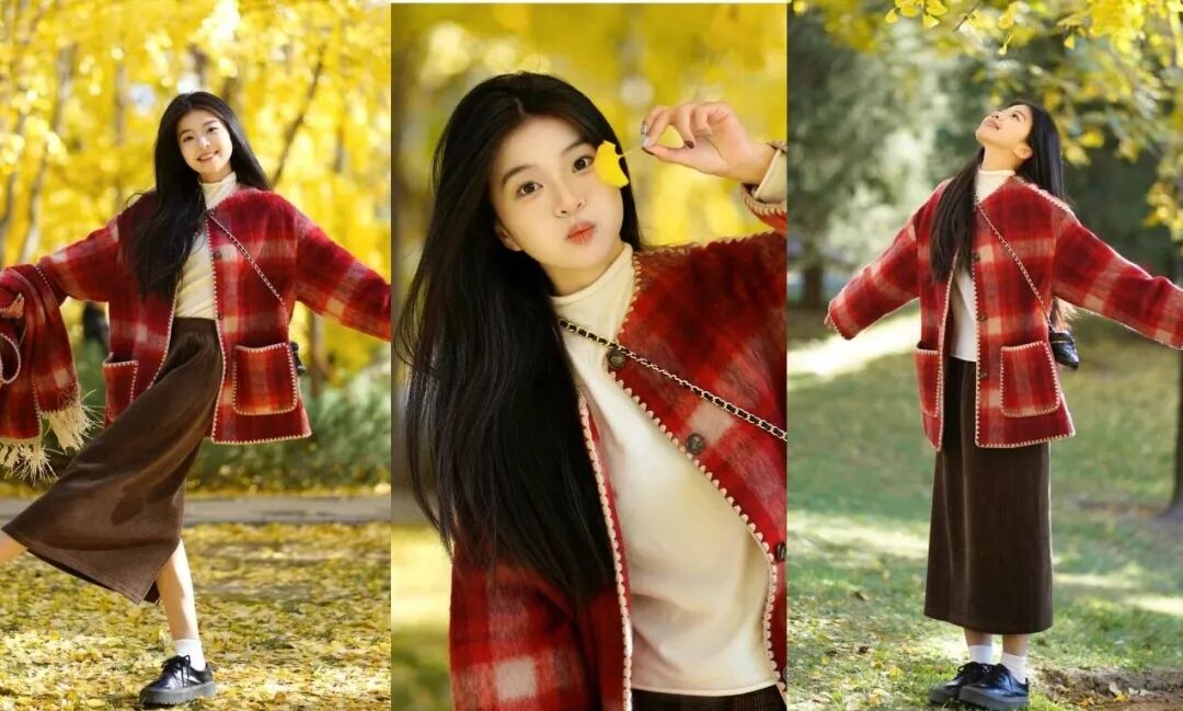 秋天拍银杏，8个姿势，红色外套更有氛围感，出片太美啦-霞书